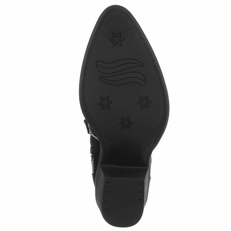 Dames cowboy enkellaarzen / western laarsjes met studs - zwart