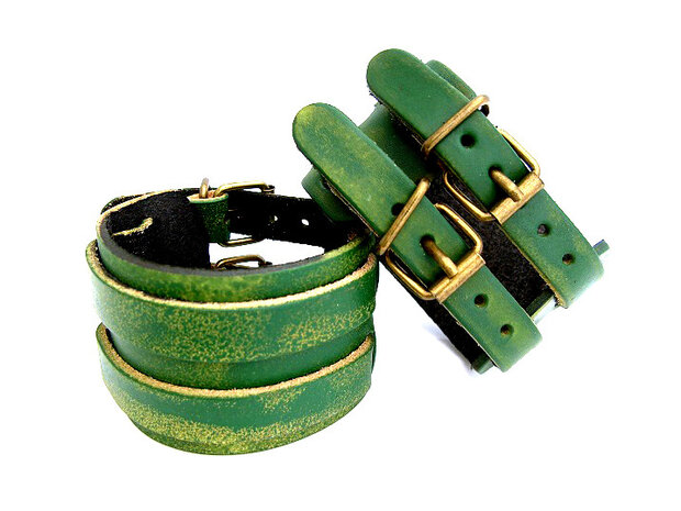 Armband echt leder - groen