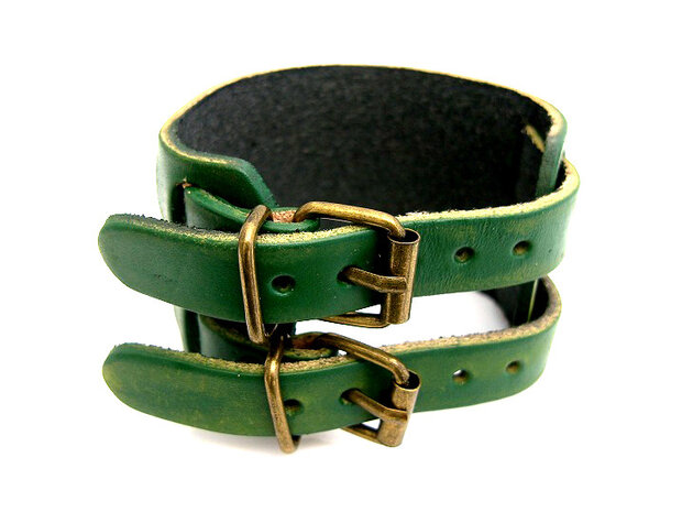 Armband echt leder - groen