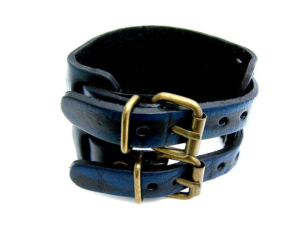 Armband echt leder - blauw