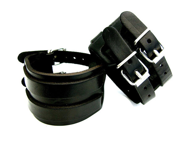 Armband echt leder - zwart