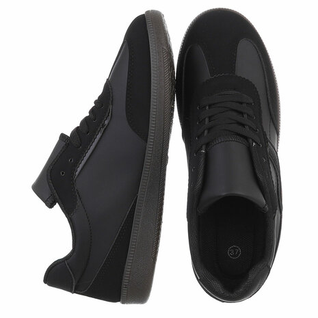 Dames retro sneakers / lage gympen - zwart