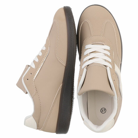 Dames retro sneakers / lage gympen - beige / lichtbruin