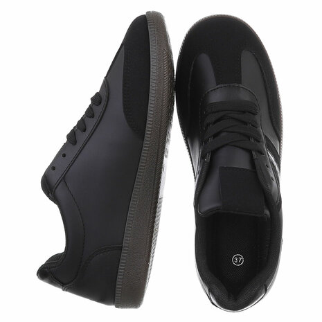 Dames retro sneakers / lage gympen - zwart