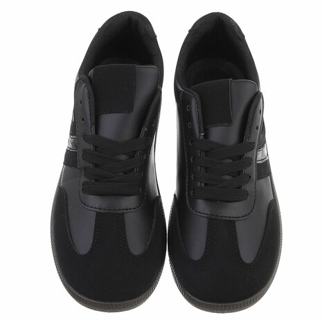 Dames retro sneakers / lage gympen - zwart