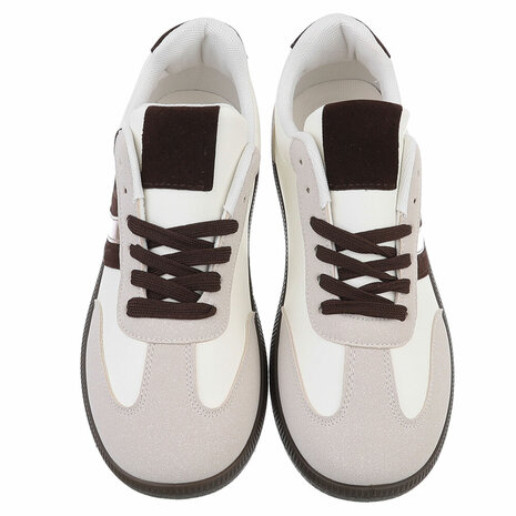 Dames retro sneakers / lage gympen - wit / zwart