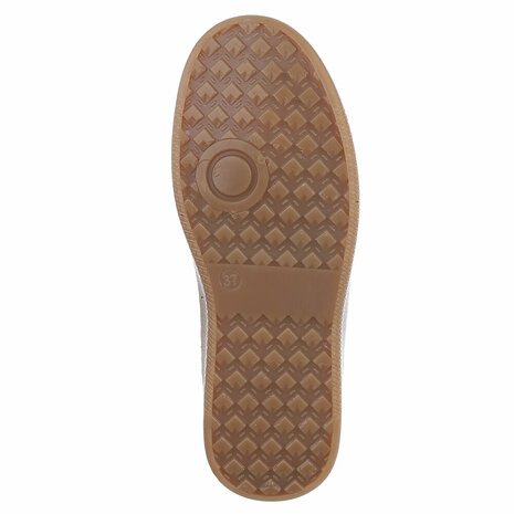 Dames retro sneakers / lage gympen met glitter - beige / goud