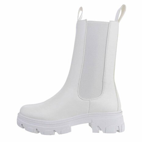 Dames Chelsea enkellaarzen / chunky laarsjes - wit