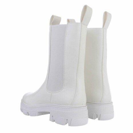 Dames Chelsea enkellaarzen / chunky laarsjes - wit