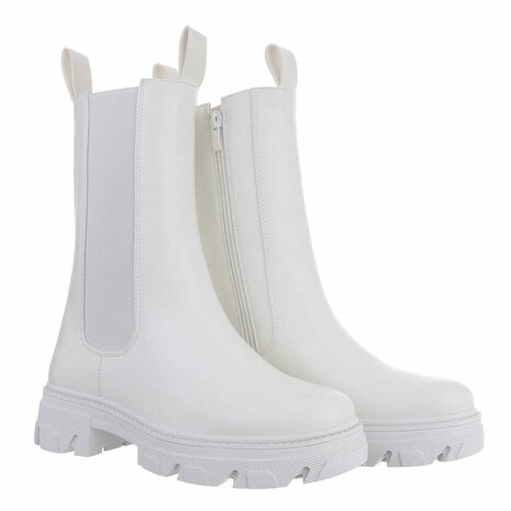 Dames Chelsea enkellaarzen / chunky laarsjes - wit