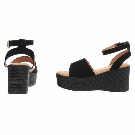 Dames wedge sandalen met sleehakken - zwart