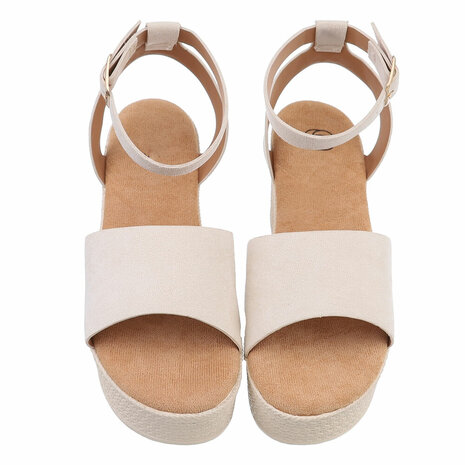 Dames wedge sandalen met sleehakken - beige
