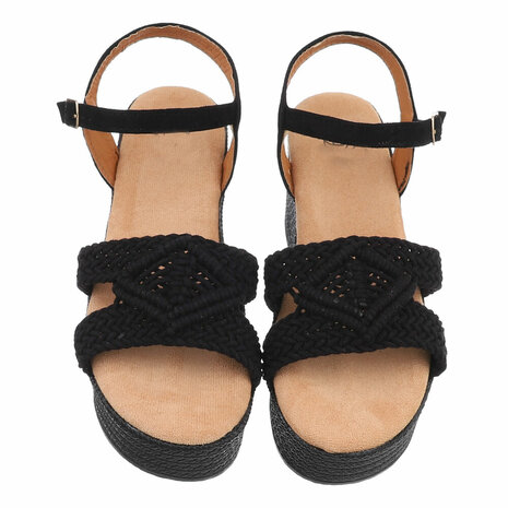 Dames wedge sandalen met sleehakken - zwart