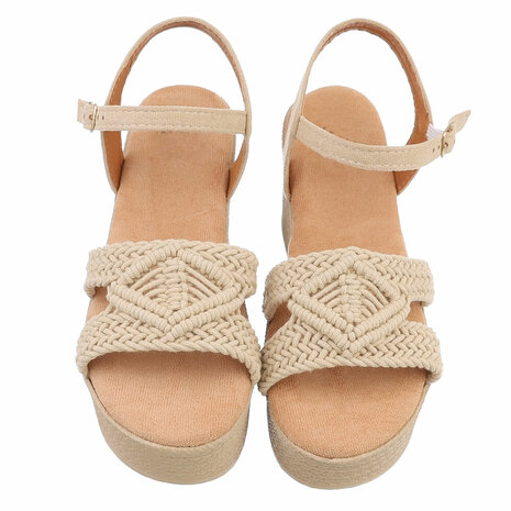 Dames wedge sandalen met sleehakken - zand