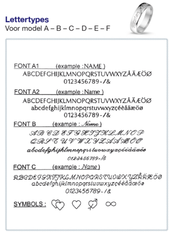 Relatiering / verlovingsring echt zilver met naam gravering - model D
