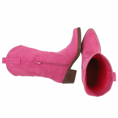 Dames cowboy laarzen / western kuitlaarzen suède-look - fuchsia roze