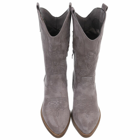 Dames cowboy laarzen / western kuitlaarzen suède-look - grijs