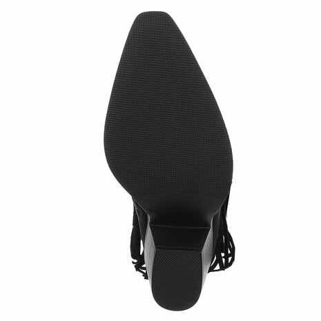 Dames cowboy enkellaarzen / western laarsjes met franjes - zwart