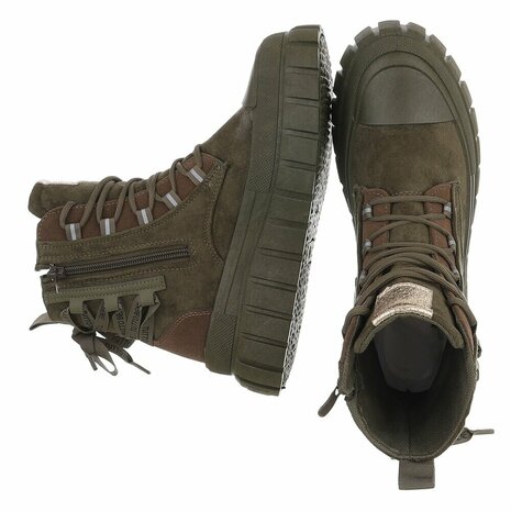 Dames veterboots / laarzen met veters - groen