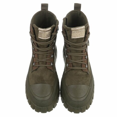 Dames veterboots / laarzen met veters - groen