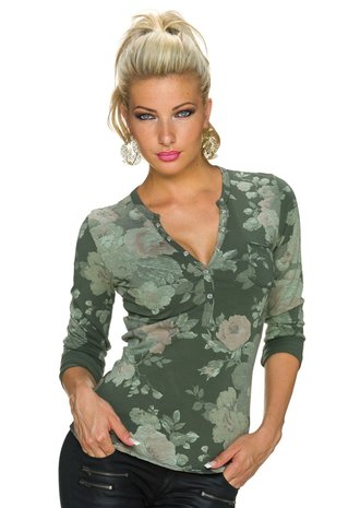 shirt met lange leger / bloemenprint - Lunamex Jewelry Fashion