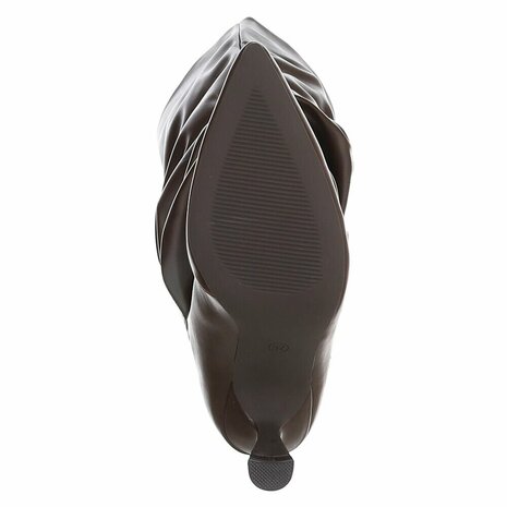 Dames slouchy overknee laarzen met kitten heels - donkerbruin