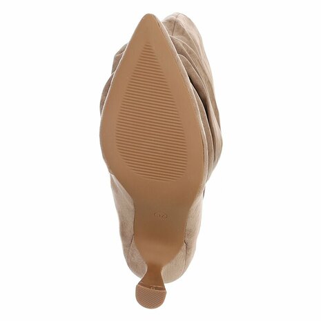 Dames slouchy overknee laarzen met kitten heels - khaki bruin