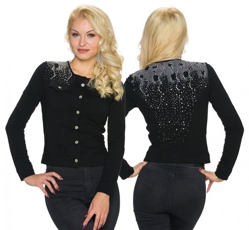 Dames jasje / blazer met strass - zwart