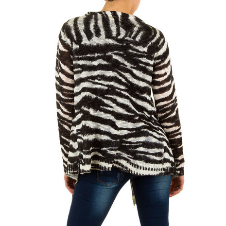 Dames vest met zebraprint - zwart / wit