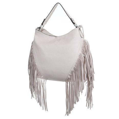 Dames tas handtas groot met franjes beige Lunamex Jewelry