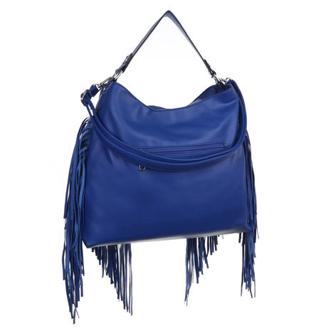 Dames tas / handtas groot met franjes - blauw