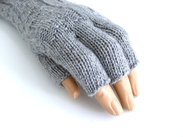 Handschoenen dames extra lang (toploos) - grijs