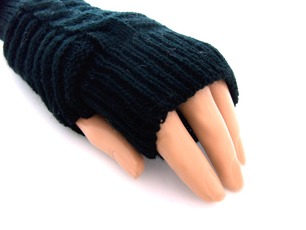 Handschoenen dames gebreid (toploos) - zwart