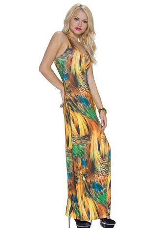 Dames maxi dress / lange jurk - geel / multicolor