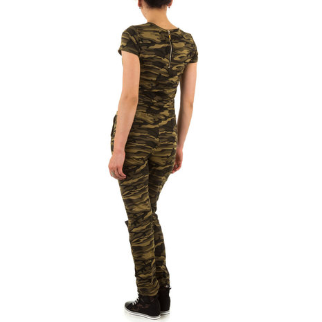 Dames jumpsuit / onesie met legerprint - groen