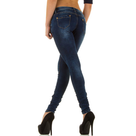 Dames spijkerbroek / skinny jeans met studs - blauw
