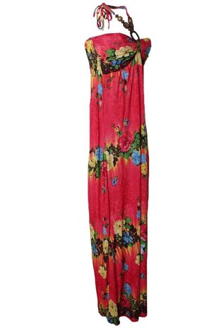 Dames maxi dress / lange jurk met bloemen - rood