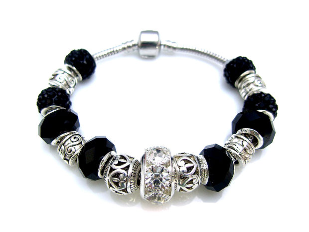 Dames armband met beads / bedels - zwart