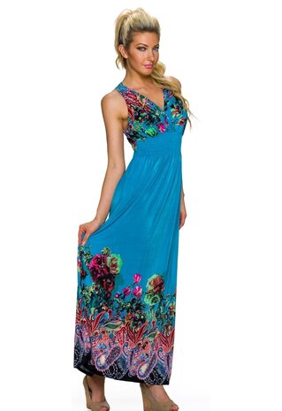 Dames maxi dress / lange jurk - blauw