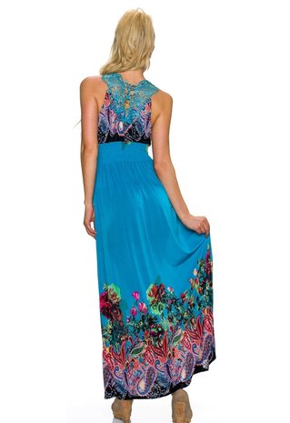 Dames maxi dress / lange jurk - blauw