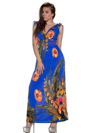 Dames maxi dress / lange jurk - blauw