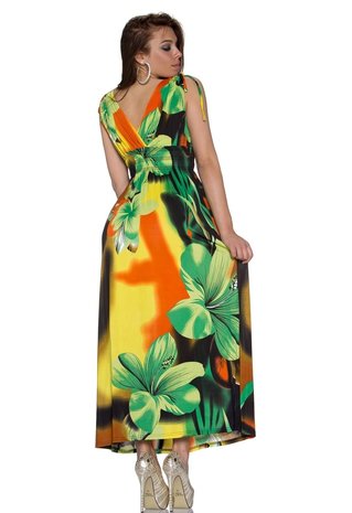 Dames maxi dress / lange jurk - geel / groen