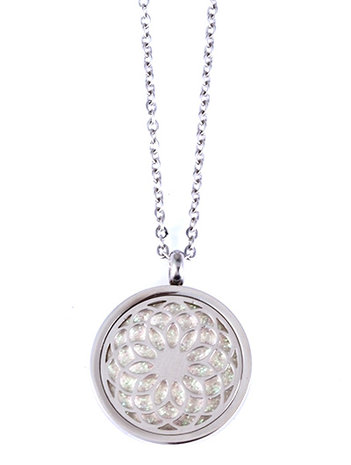 Ketting edelstaal met coin hanger - mandala