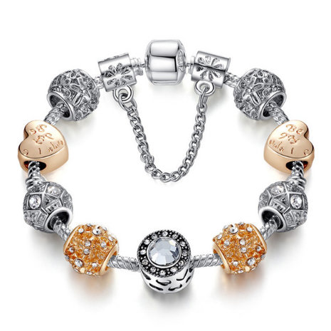 Dames armband met beads / bedels - rosé