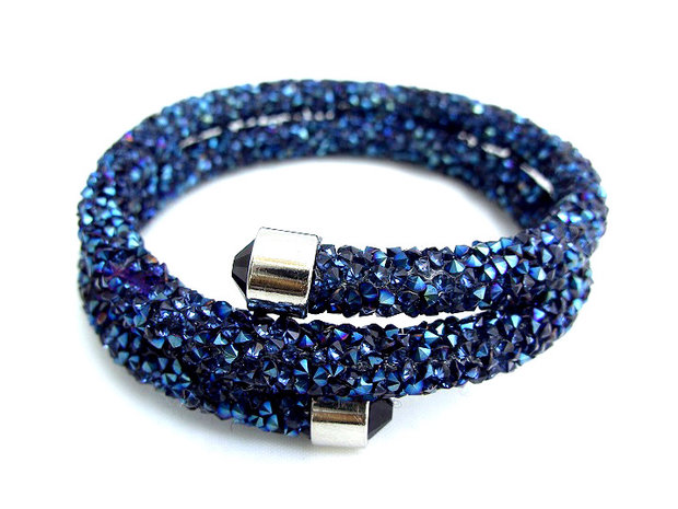 Crystaldust double dames armband - blauw