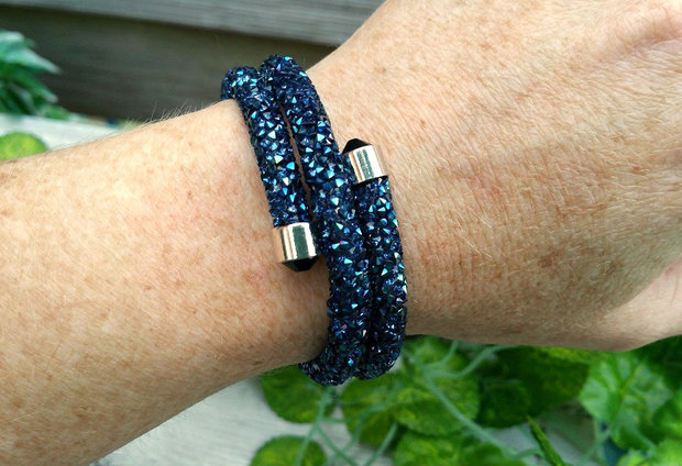 Crystaldust double dames armband - blauw