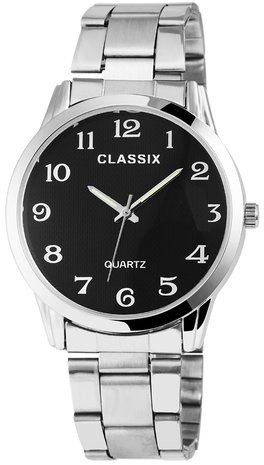 Classix herenhorloge met stalen band - zwart