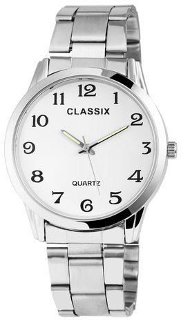 Classix herenhorloge met stalen band - wit