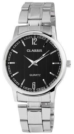 Classix herenhorloge met stalen band - zwart