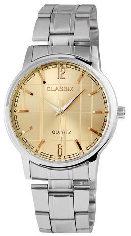 Classix herenhorloge met stalen band - bicolor goud